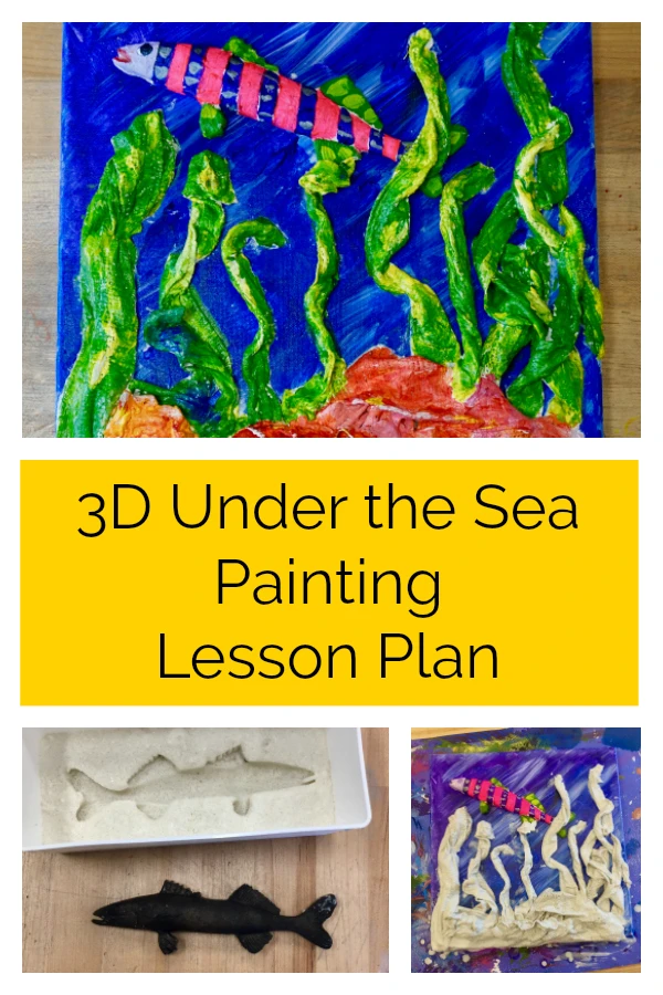 Click here to get this free 3D Under the Sea Painting lesson plan!  Students will be introduced to casting and color theory in this great lesson plan!  It's a great art project for older elementary students and middle school students.  #lessonplan #artteacher #artproject